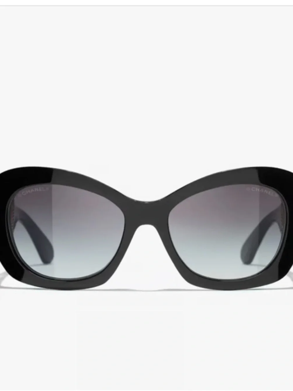 CHANEL Black Oversized Butterfly Sunglasses with Gray Gradient Lenses